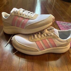 Adidas Women's Pink and Cream Sneakers
